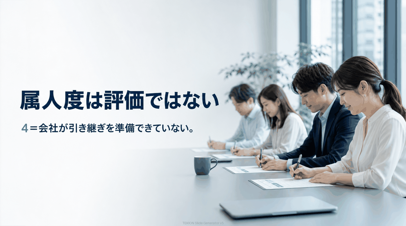 属人度4=会社が引き継ぎを準備できていない。